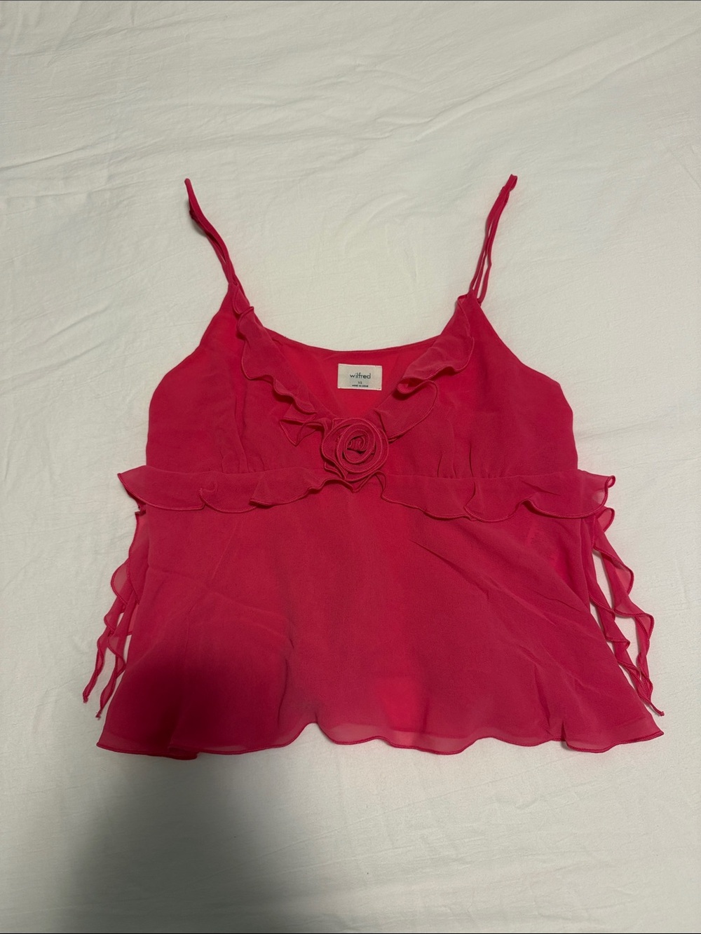 Wilfred Fuchsia Ruffle Rose-Front Camisole